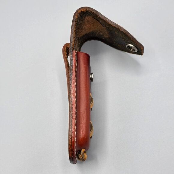 Harley-Davidson Brown and Orange Leather Bag with Cross-Stitch Design - Picture 17 of 17